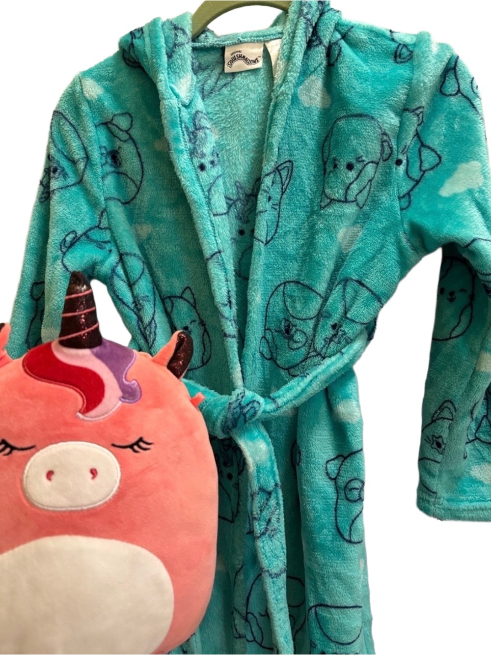 Kids Squishmallows Robe in Teal-Comes with Squishmallow Unicorn